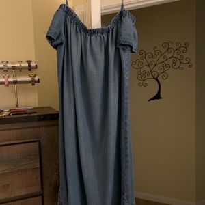 Woman’s denim off the shoulder SMALL dress